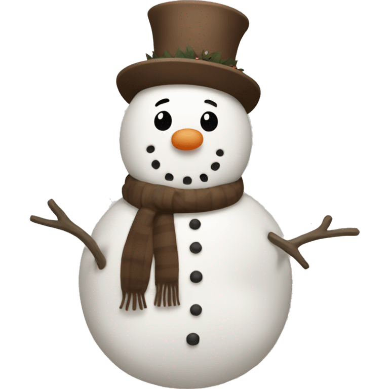 Brown and white asthetic snowman emoji