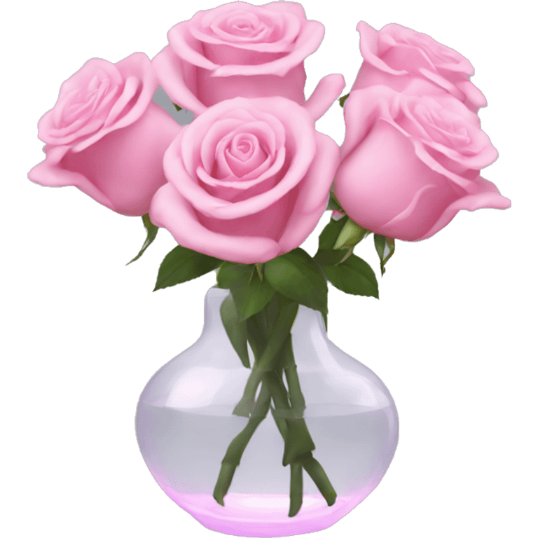 Pink roses in transparent vase emoji