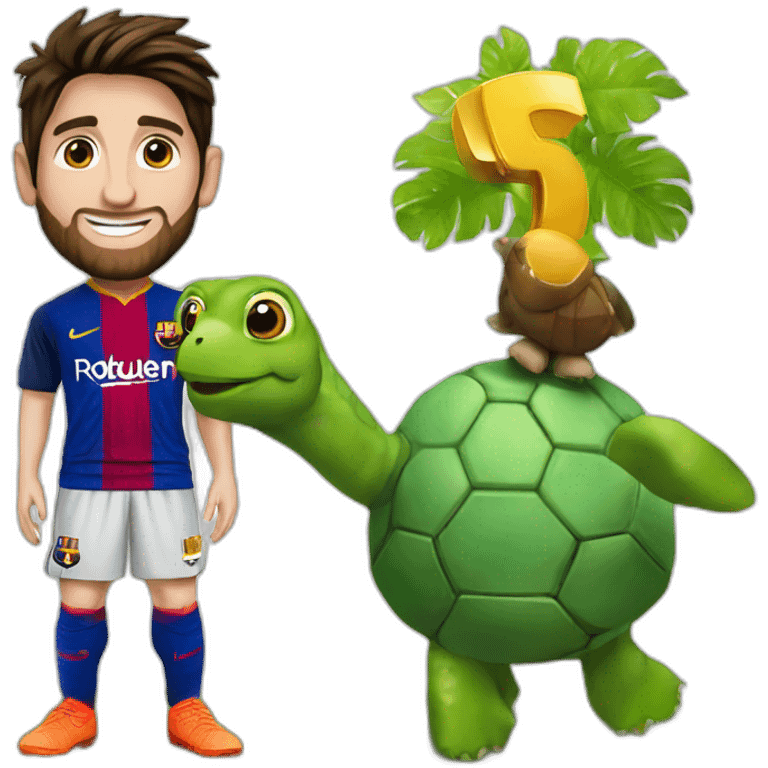 Messi avec une tortue magique emoji