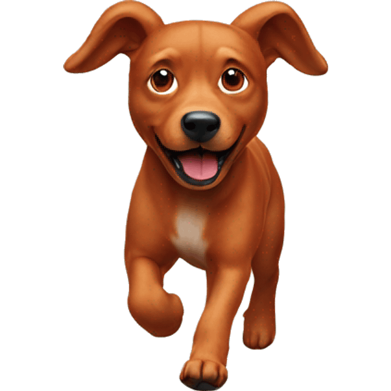 realistic solid red dog with pointed ears running emoji