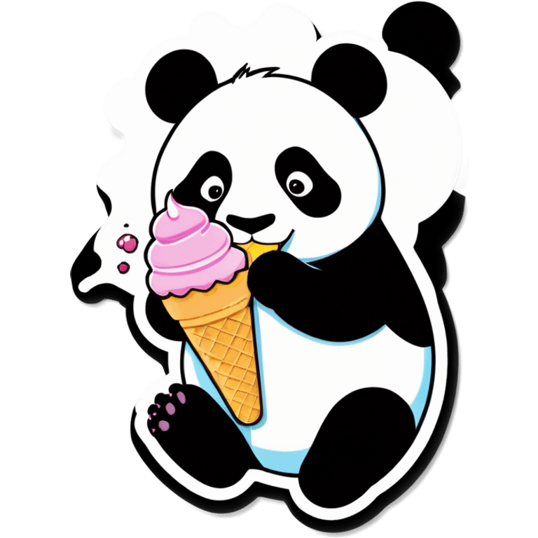 Panda eating ice cream emoji