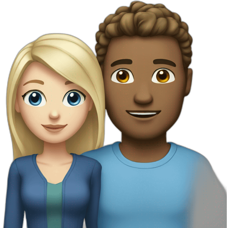 lightskinned blonde man with blue eyes and brunette woman emoji