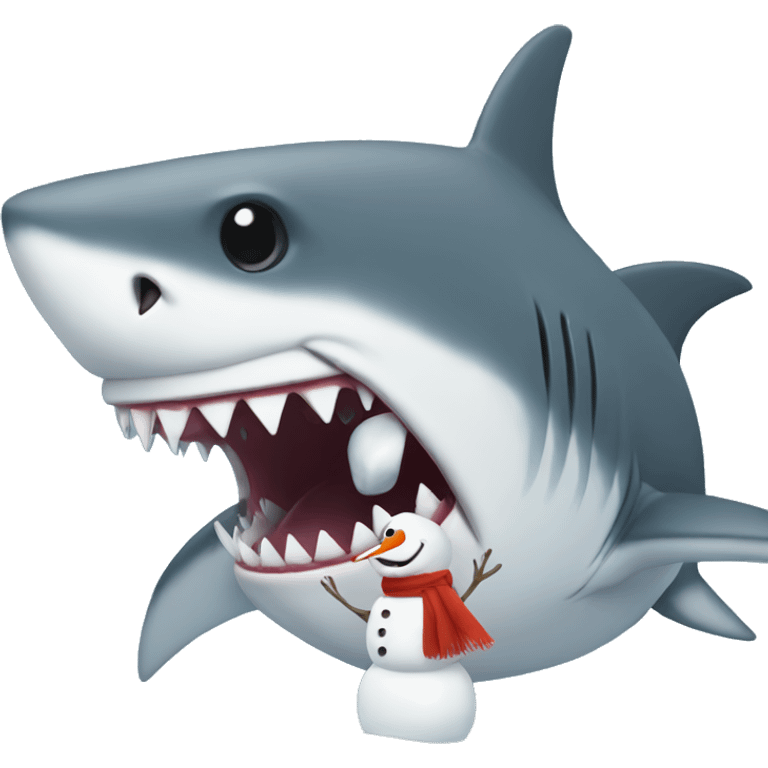 Shark with snowman emoji