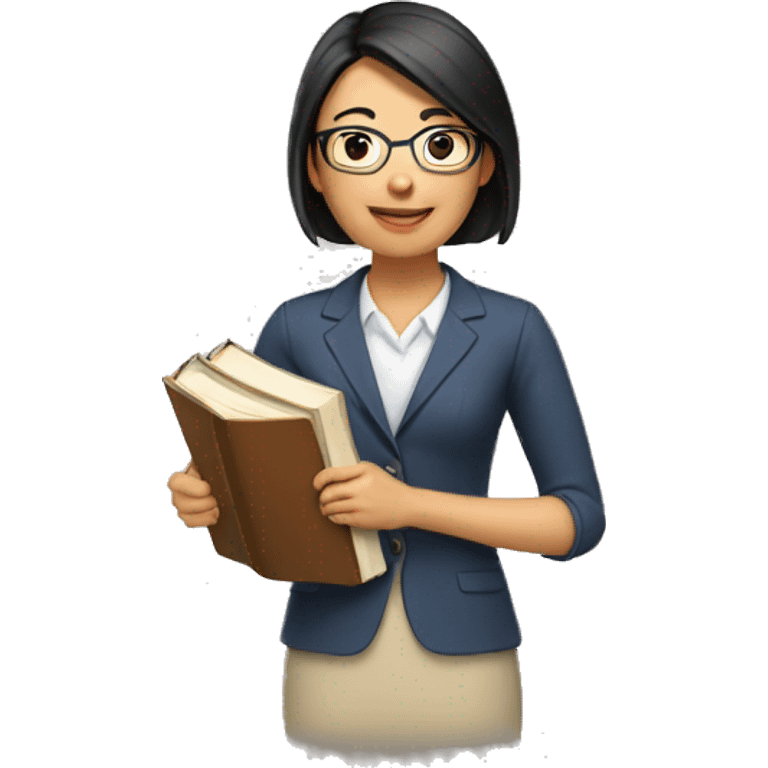 asian female teacher holding books emoji