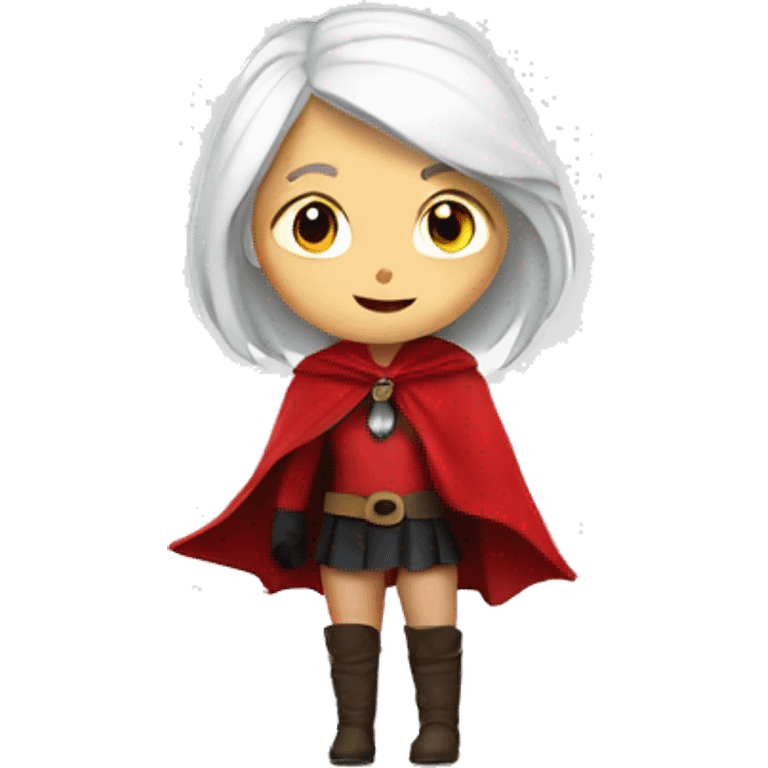 The white girl with white hair in the red cape and red hood. emoji