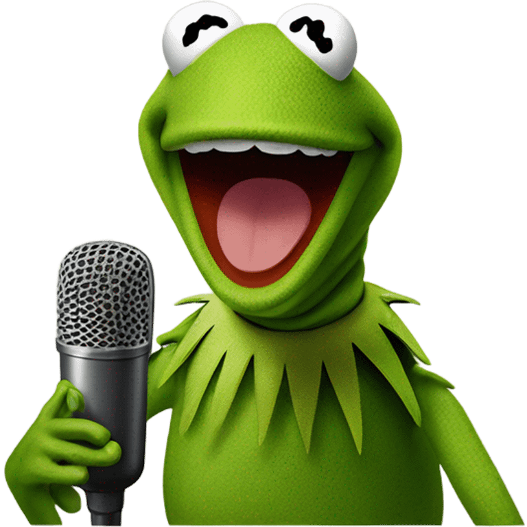 Kermit the frog screaming into microphone  emoji