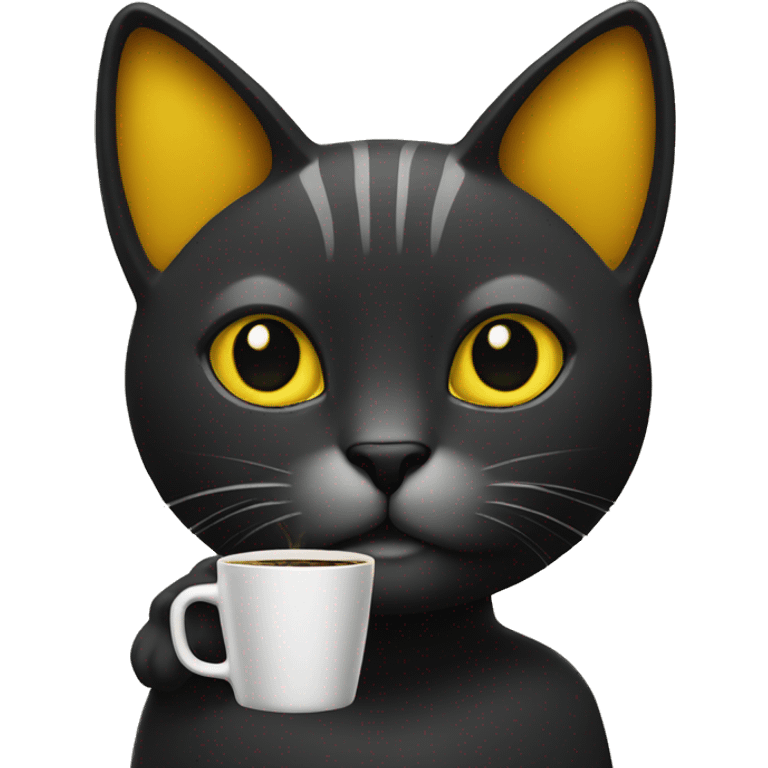 Cat drink to  coffee, Cat black and yellow cape emoji