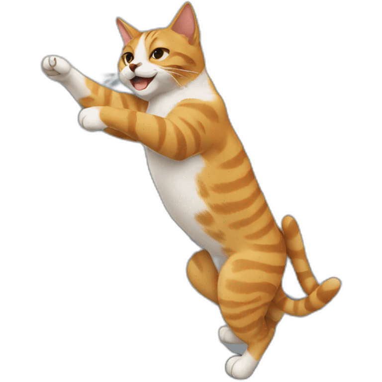 Cat dancing with a dog over a roof emoji