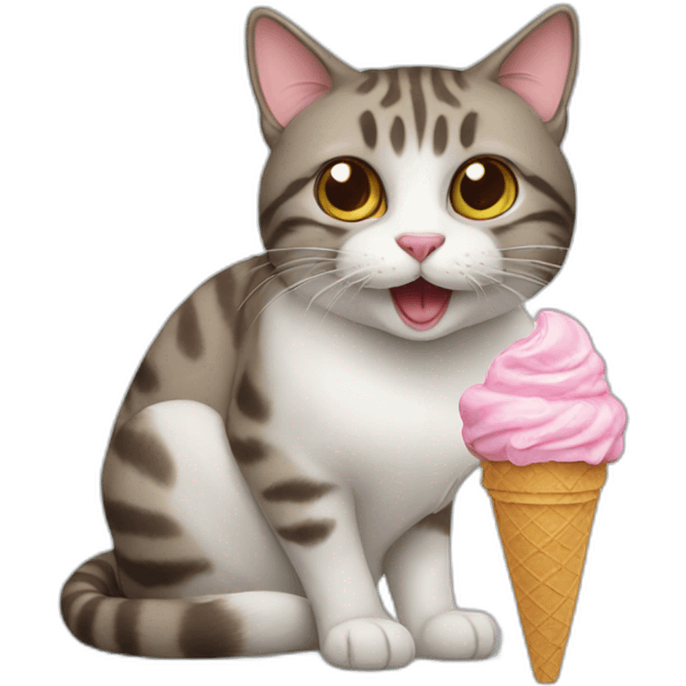 Cat eating ice cream emoji