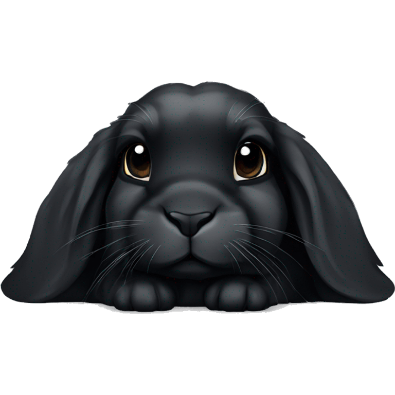 black holland lop bunny laying down emoji