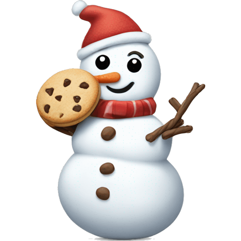 Snowman eating cookies emoji