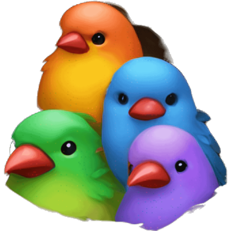 Multicolored birds in a nest  emoji