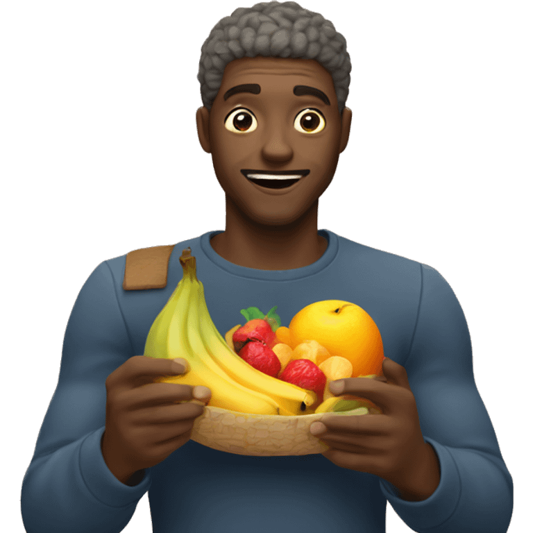 a man eating fruits emoji