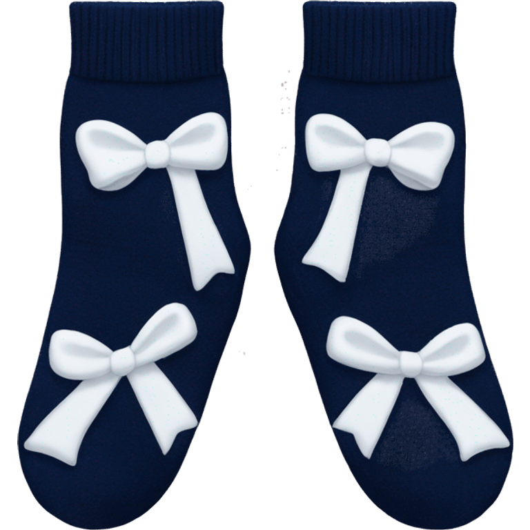 Navy blue socks with white bow  emoji