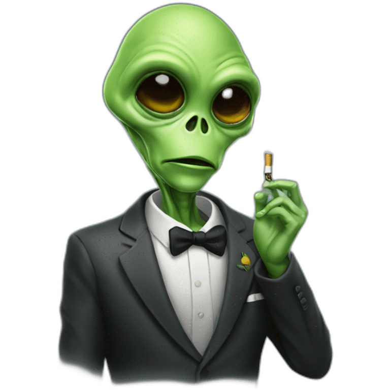 a alien with a suit and cigarrets emoji