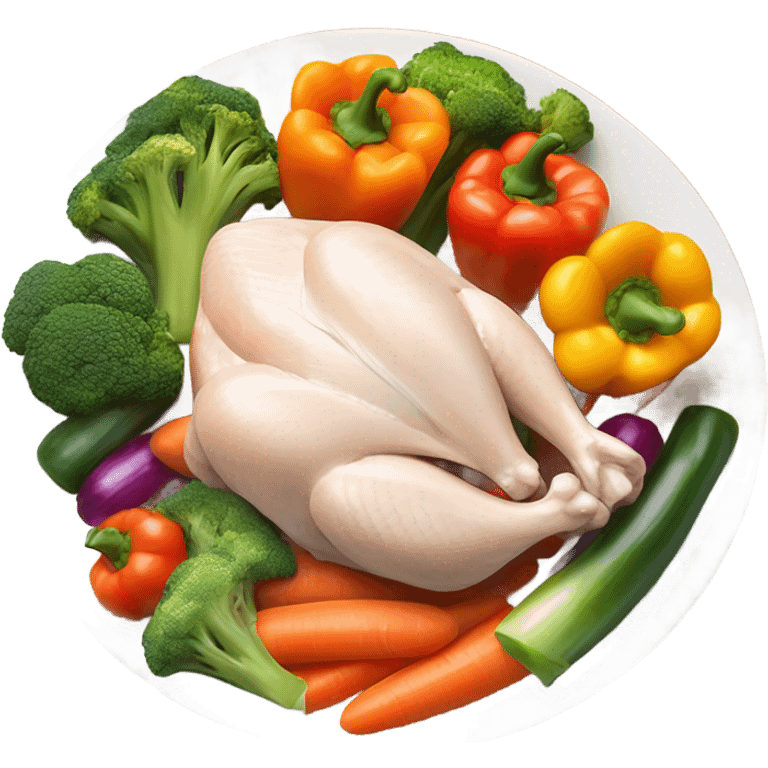 chicken with veggies in plate emoji