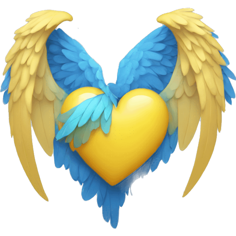 yellow heart with blue wings emoji