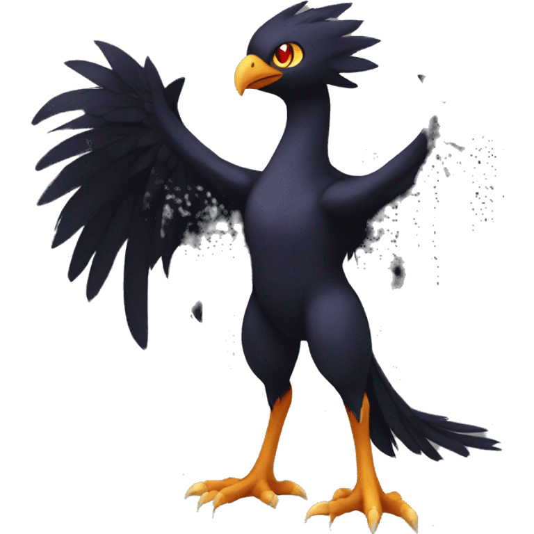 Fantasy legendary godly dark bird shadow-type-Phoenix Fakemon full body emoji