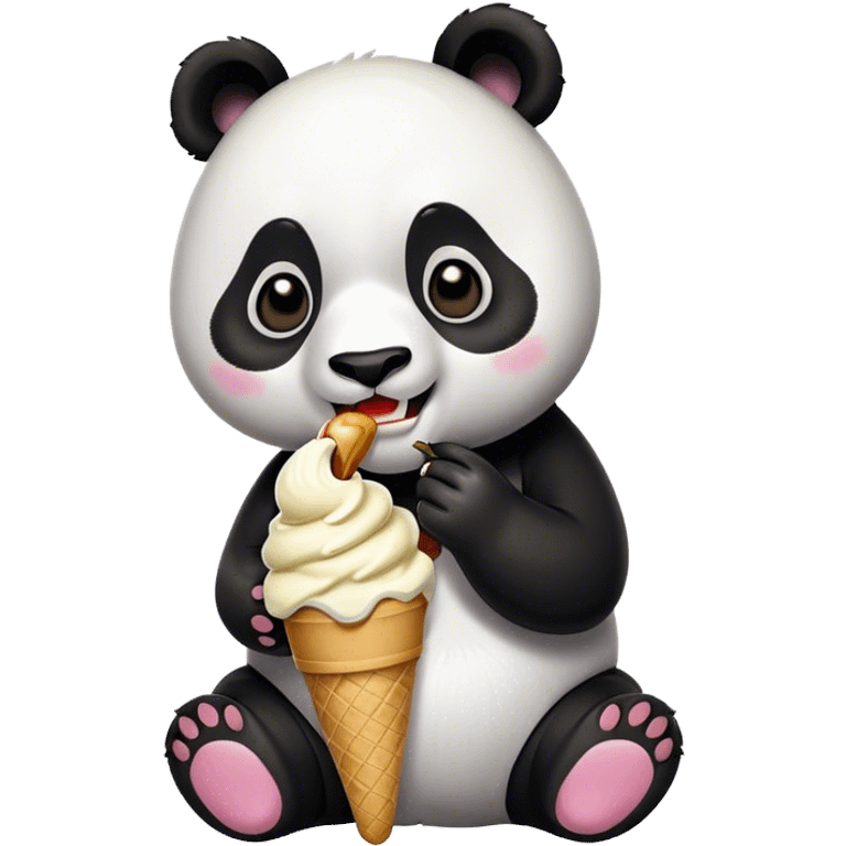 Panda eating ice cream emoji