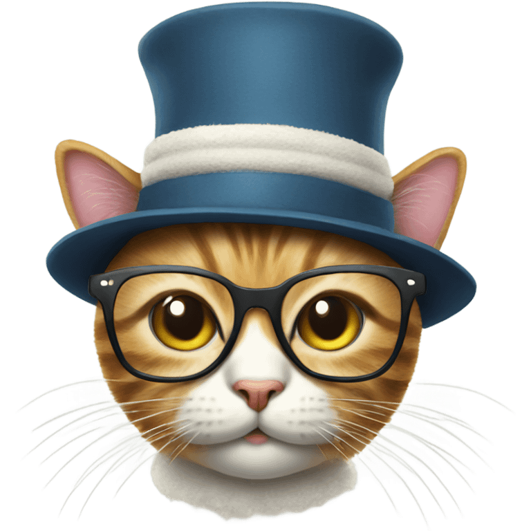 cat with hat with pompom and glasses emoji