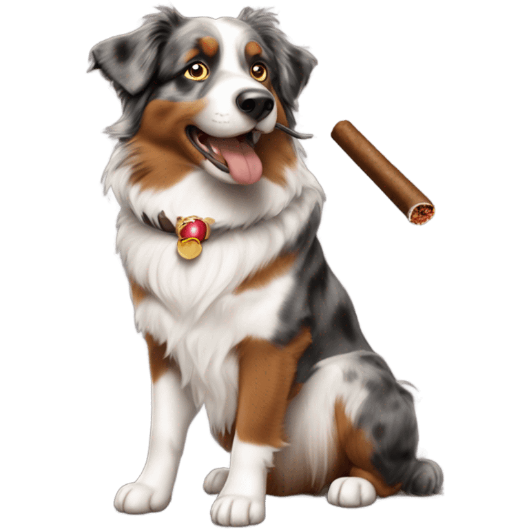 australian shepherd with a cigar in mouth  emoji