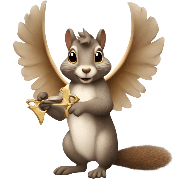 Squirrel with angel wings holding Cupid‘s arrow ￼ emoji