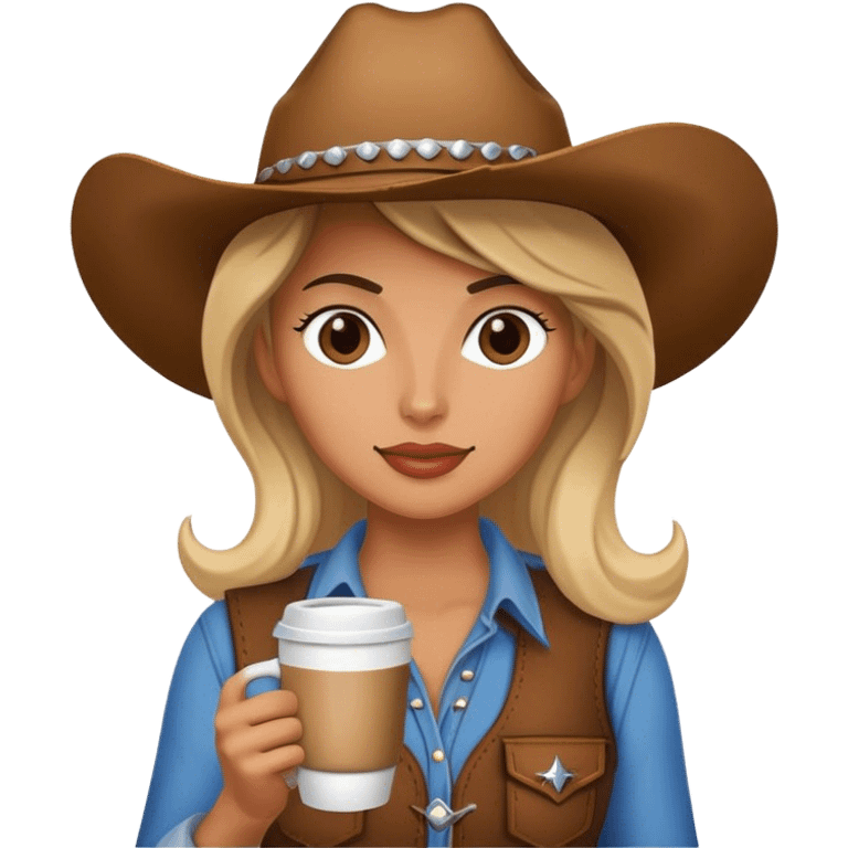 Cowgirl holding coffee emoji