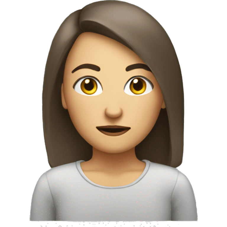 Person in front of pc screen, on the screen portrait of woman with neutral expression emoji