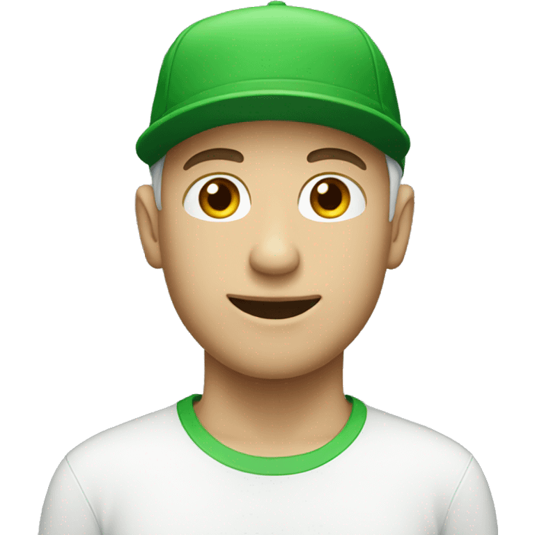 Guy in green cap with white skin emoji