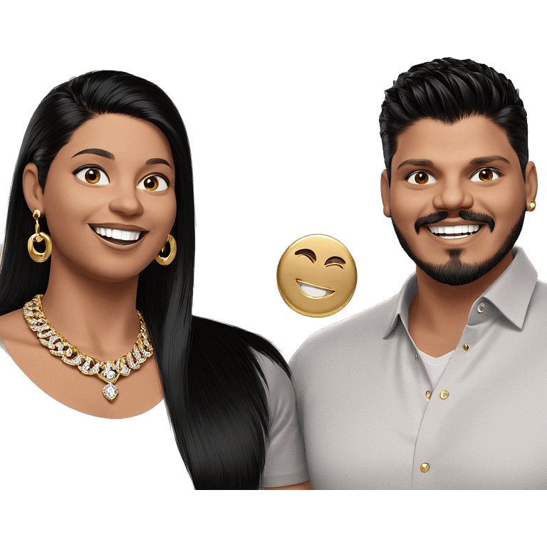 happy couple with jewelry emoji