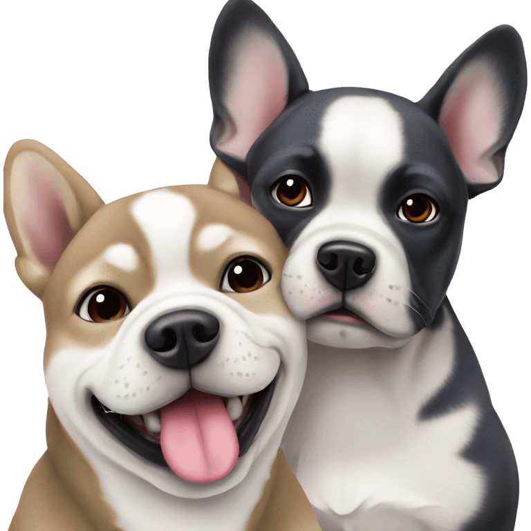 A husky and French bulldog being friends ￼ emoji