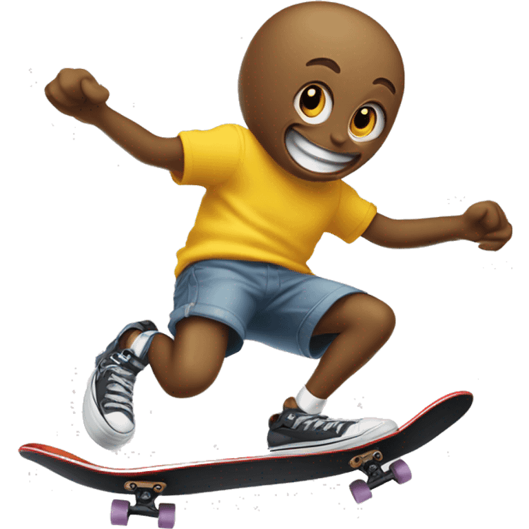 SKATEBOARD EATING SNEAKERS WHILE JUMPING ABOVE RUBBER POLE  emoji