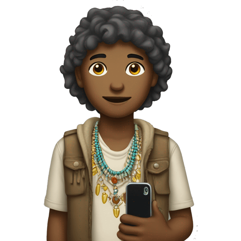 " native boy with phone and jewelry" emoji