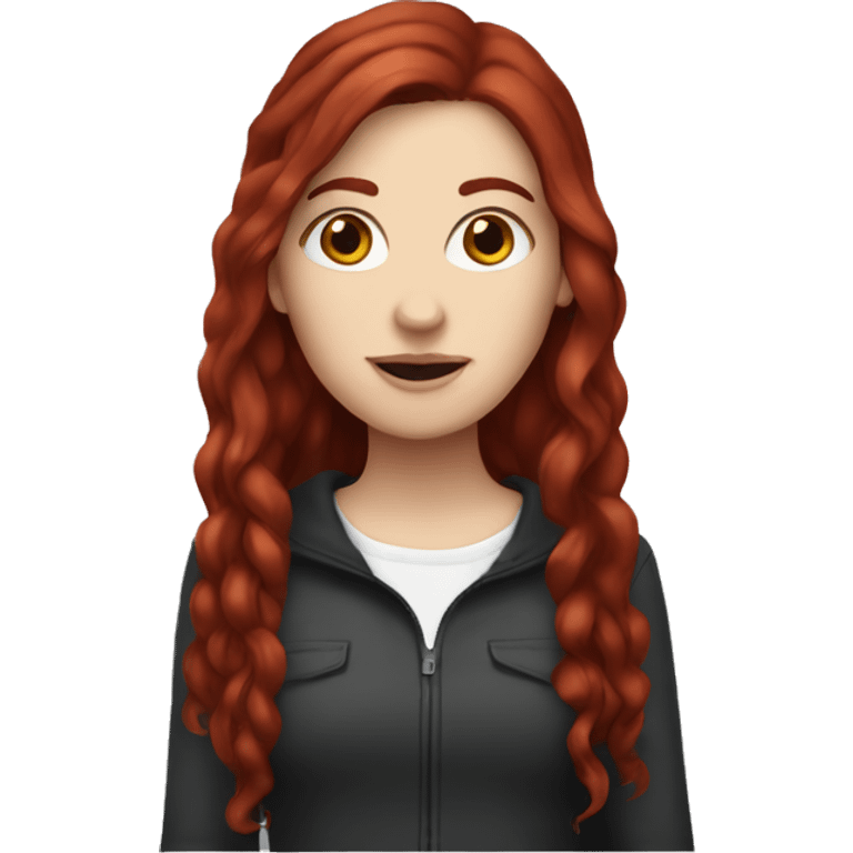 White girl with dark red hair emoji