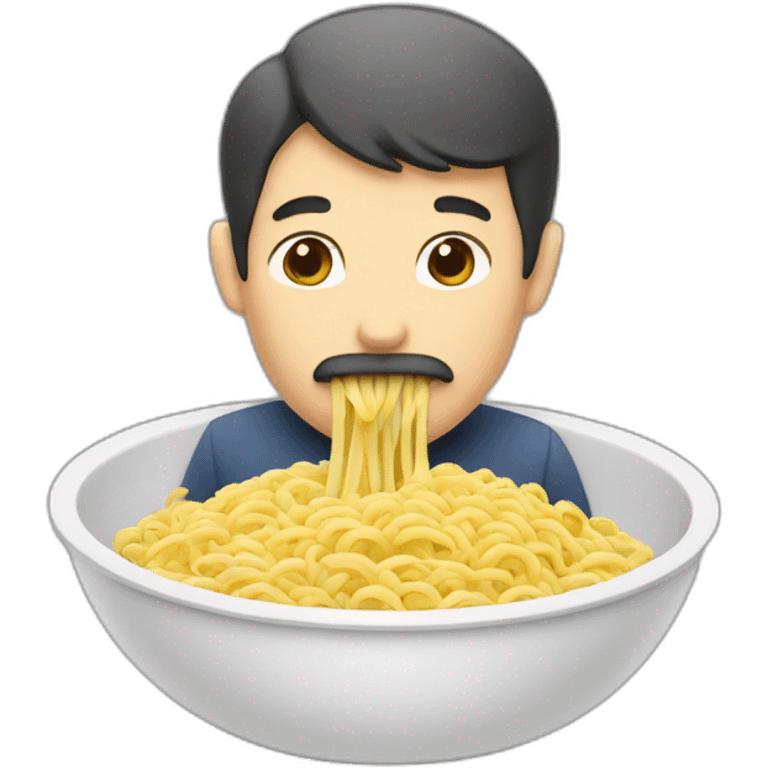 Homme qui mange des ramens dans un bol emoji