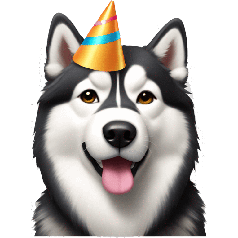 Malamute with party hat emoji