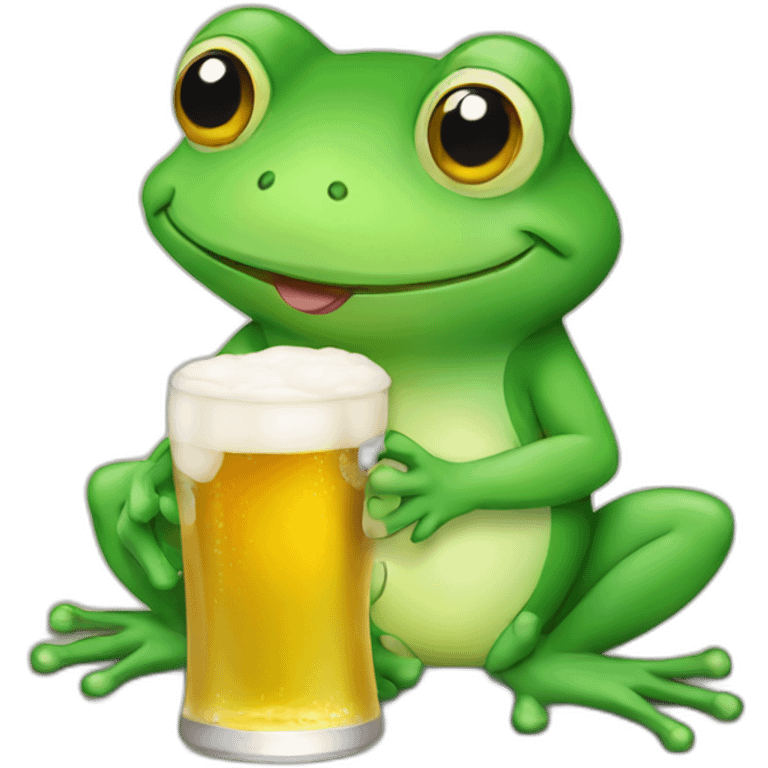 cute frog drinking beer emoji