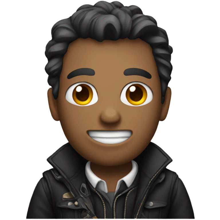 Man in black jacket with shotgun emoji