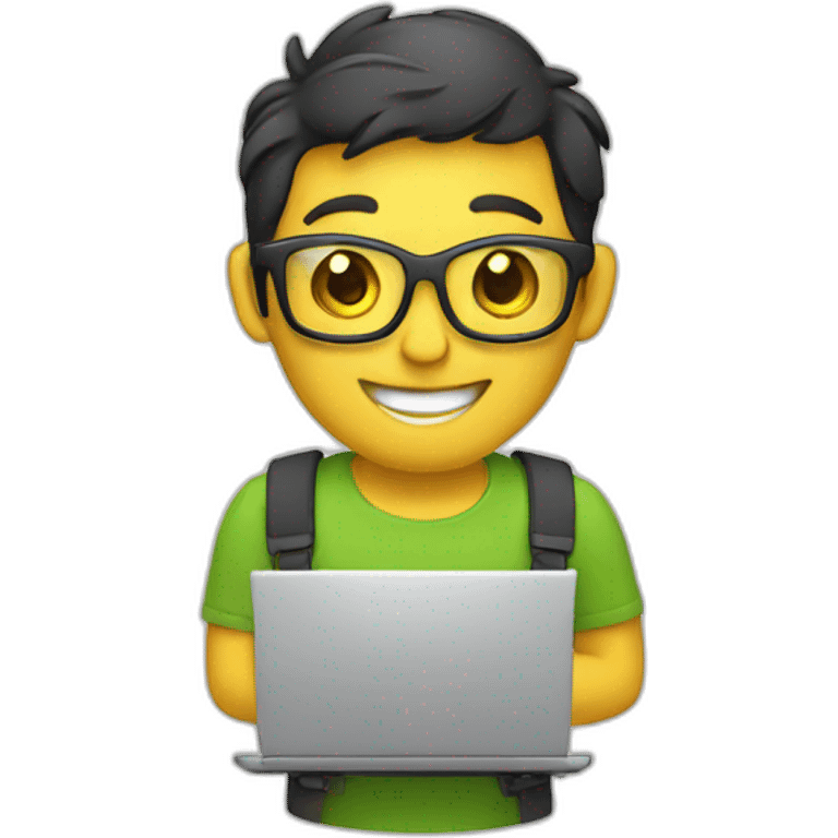 happy coder with laptop emoji