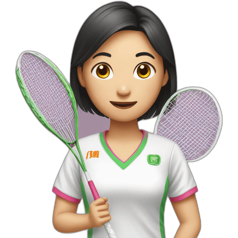 ASIA GIRL HOLDING BADMINTON emoji