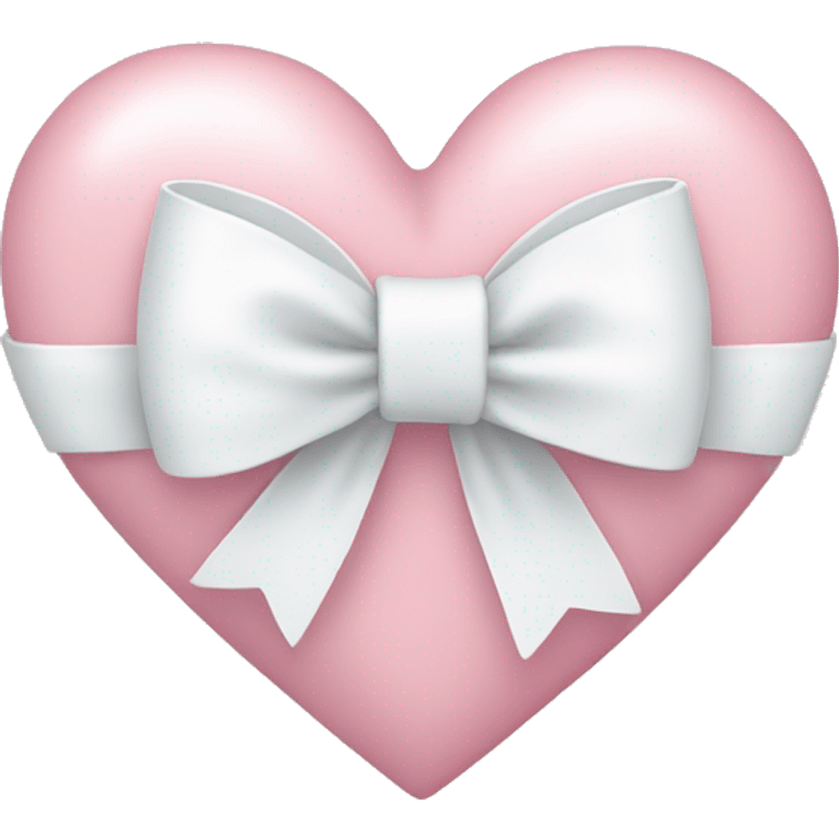 Pastel pink heart with white bow emoji