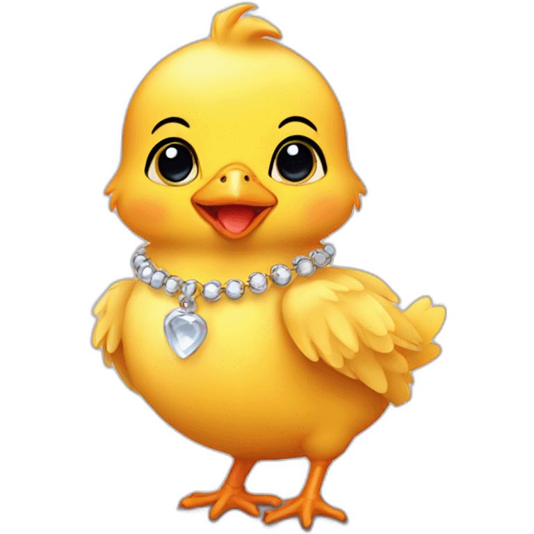 Baby chicken with necklace emoji