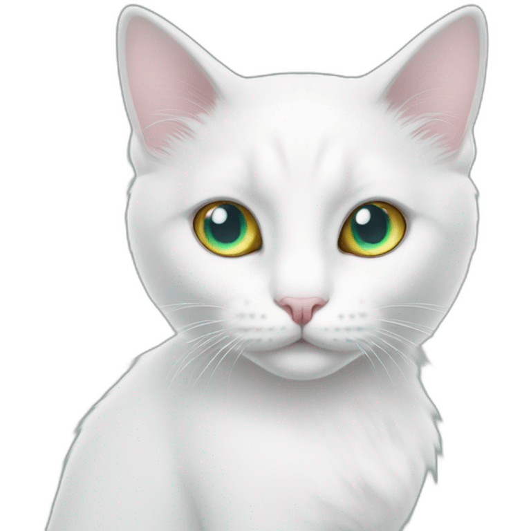 White cat heterochromia eyes with mermaid tail  emoji