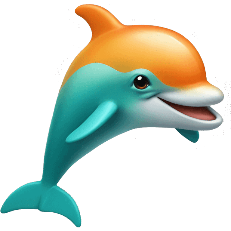 Teal and orange dolphin emoji