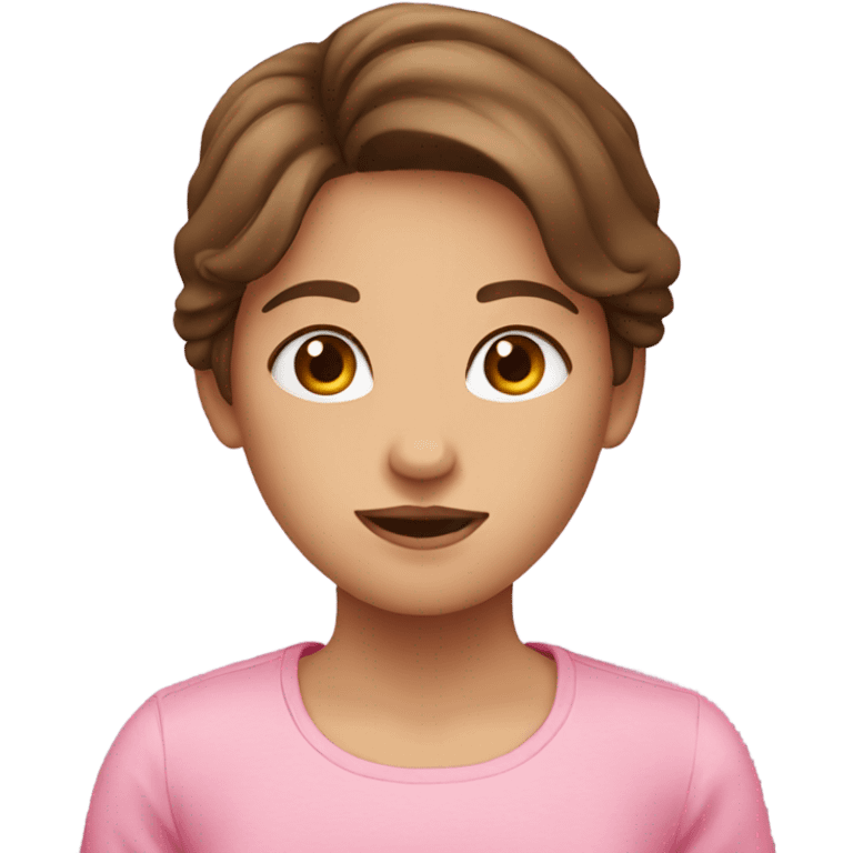 girl with brown hair with cute pink shirt on  emoji