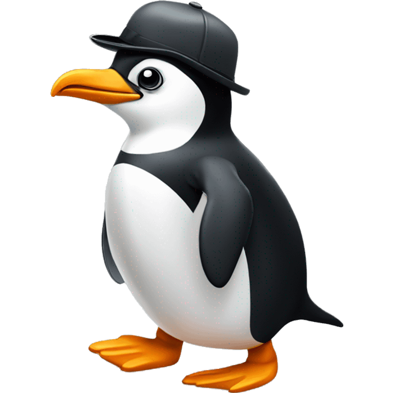 Penguin with a flat cap like those worn by the British working class. Flat design emoji