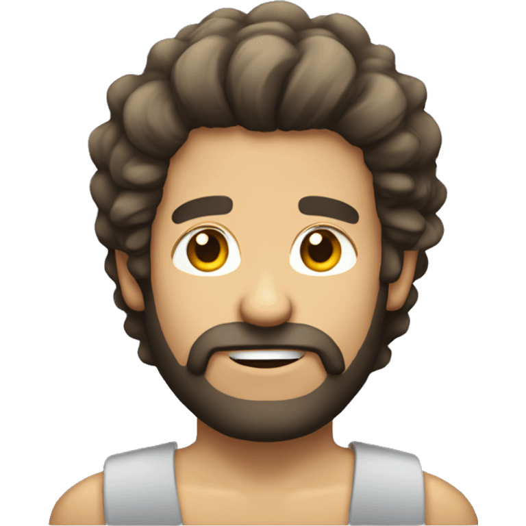 Bearded guy with a culy mullet hair emoji