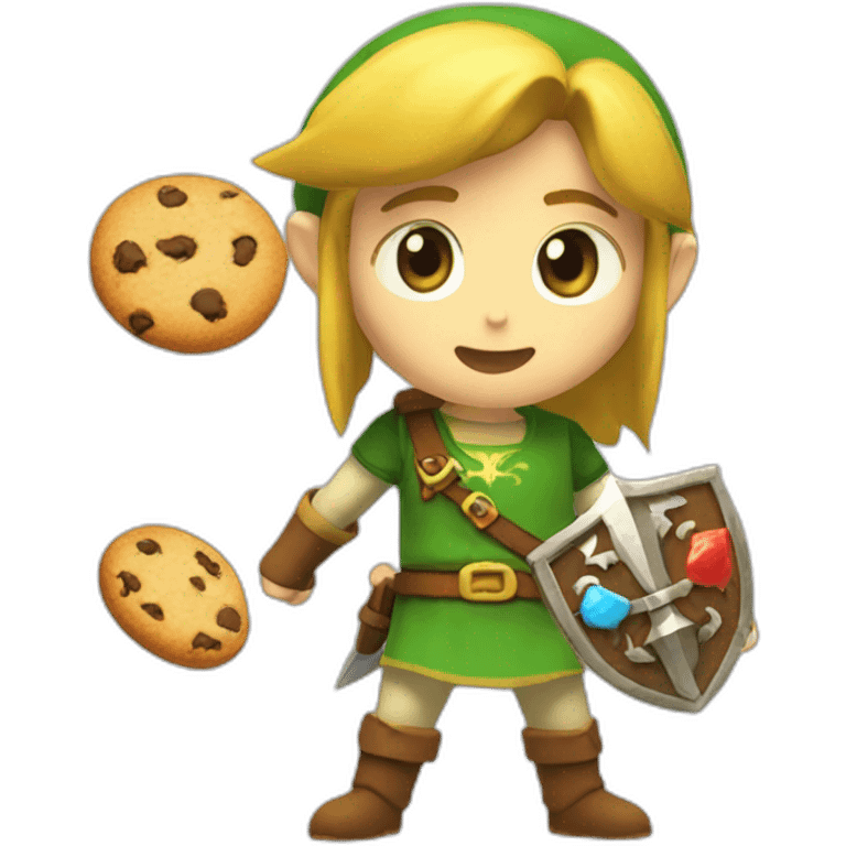 Link de Zelda qui mange un cookies emoji