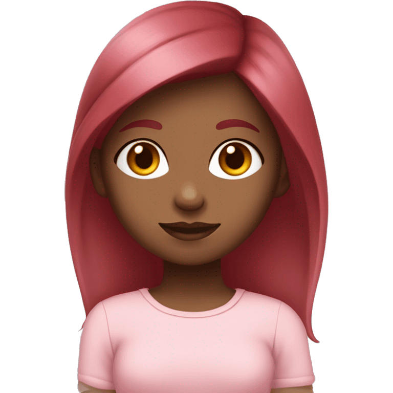 a fair skintone girl with red cherry maroon hair colour wearing a baby pink top emoji