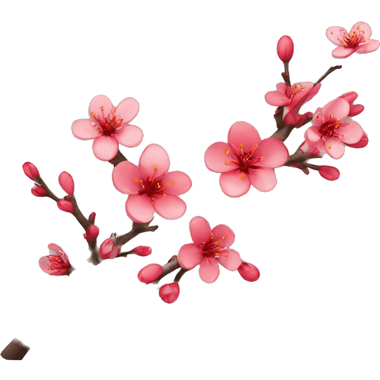 red, plum blossoms, expression emoji